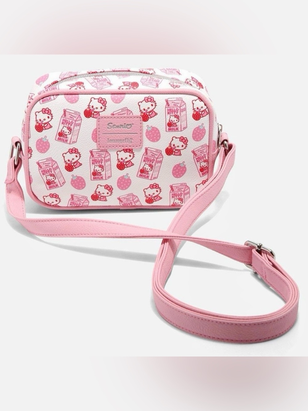 Hello Kitty Loungefly Strawberry Milk Vegan Leather Crossbody Purse